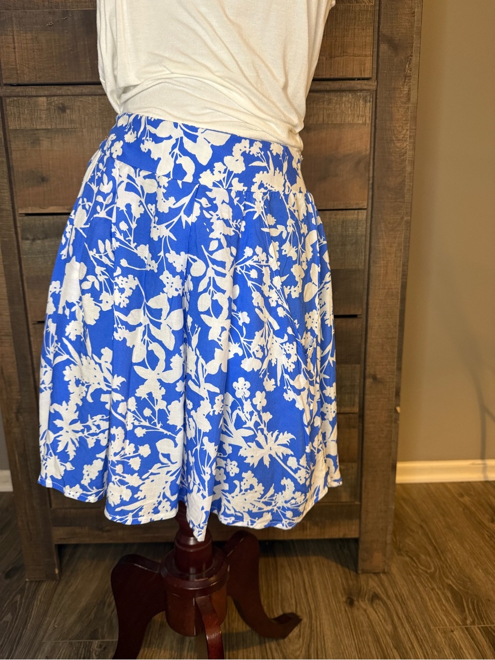 Maaji Royals Blue and White Floral Midi Skirt
